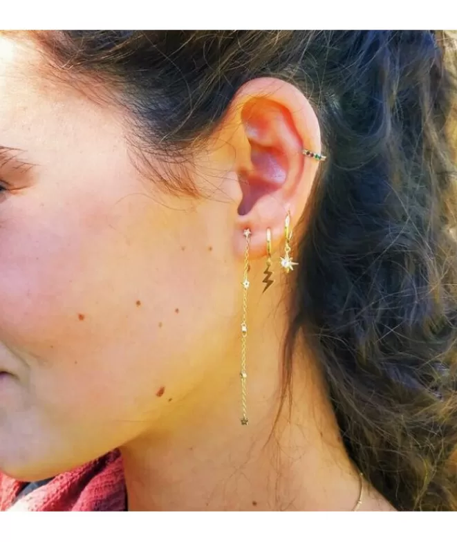 Pendientes Acabados En Oro^Doña Sol Pendientes Aro Circonitas Multicolor Oro