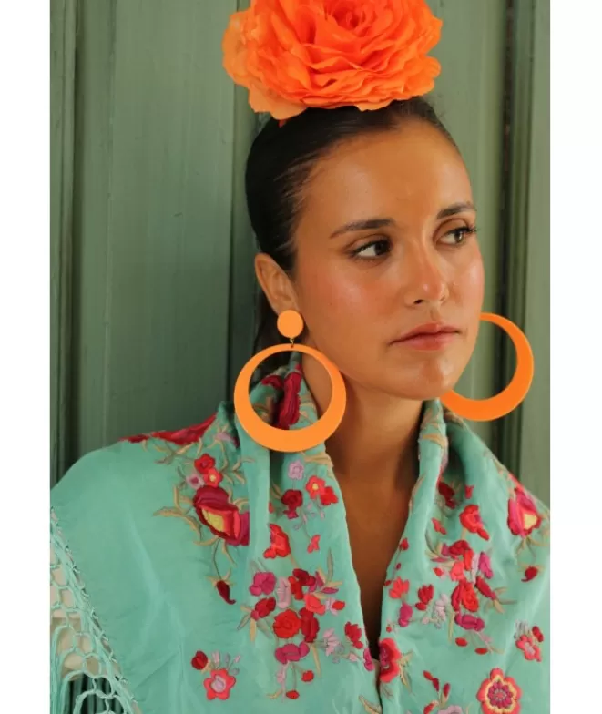 Pendientes De Flamenca^Doña Sol Pendientes Aro Flamenca Naranja